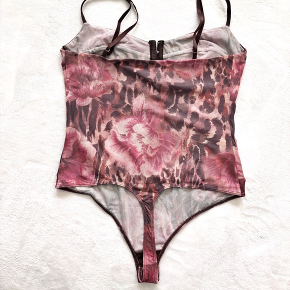 FREE PEOPLE Brown Night Rhythm Printed Corset-Style Floral Bodysuit--NWT--L - Picture 11 of 16